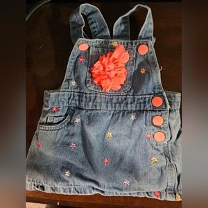 Denim Floral Embroidered Kids Overalls